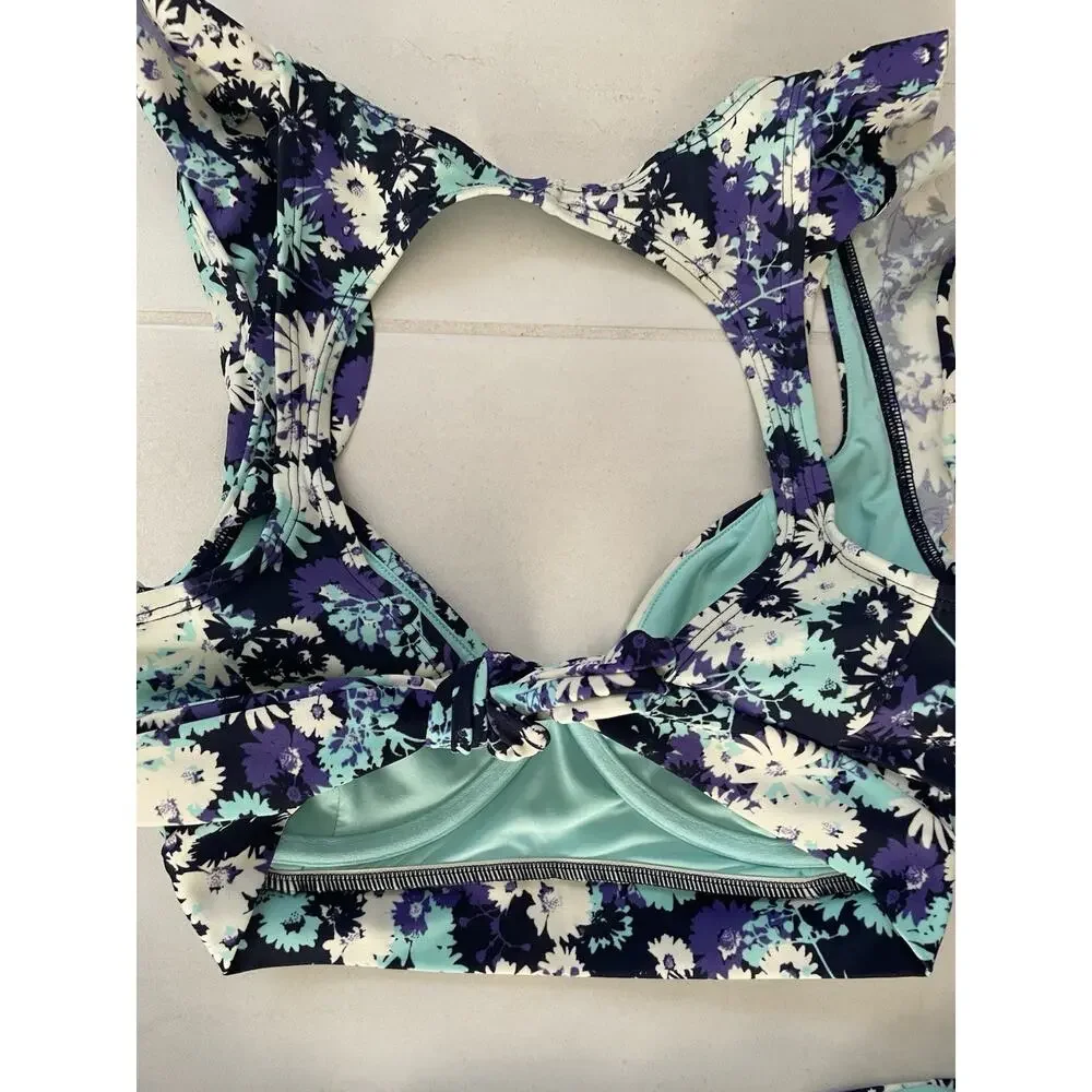 Adore Me Swim 32DD/S Bikini Swimsuit Floral Ruffled Beach Summer